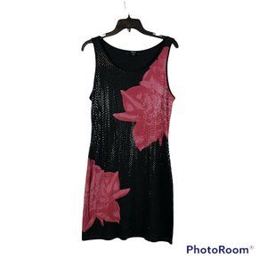 Express Black & Pink Sequined Sleeveless Dress Size Medium